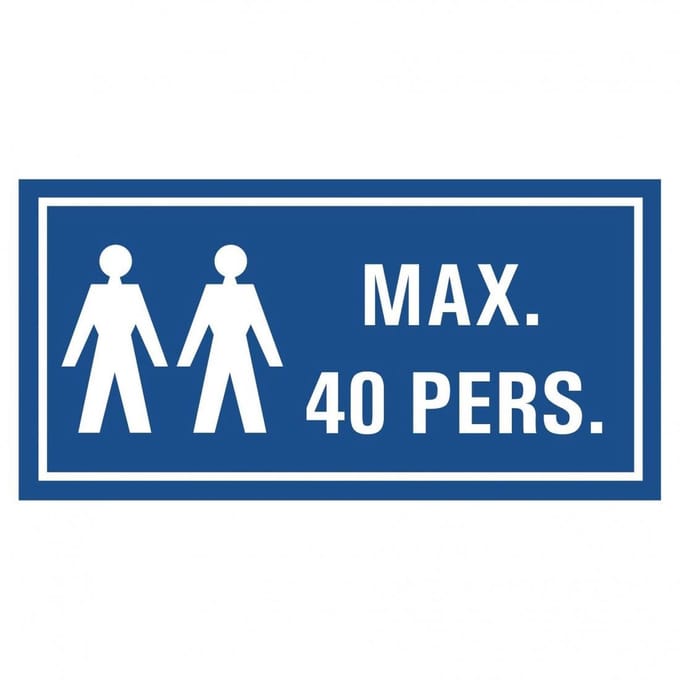 Maximaal 40 personen tekststicker 300 x 150 mm