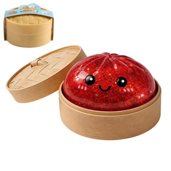 Glitter Dumpling Squishy met Doosje Dumplings Sensorisch Knijpspeelgoed Decompressie Langzaam Rijzend Anti-Stress Verlichter Sensorisch Cadeau rood