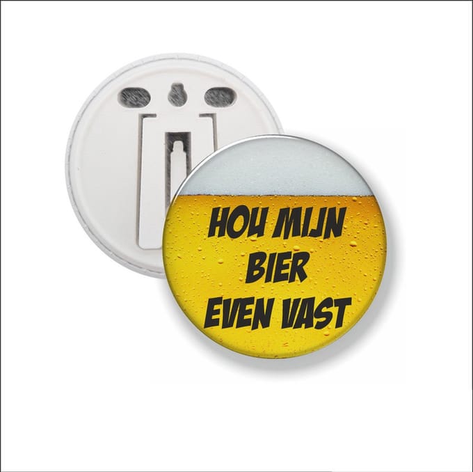 Button Met Clip 58 MM - Hou Mijn Bier Even Vast