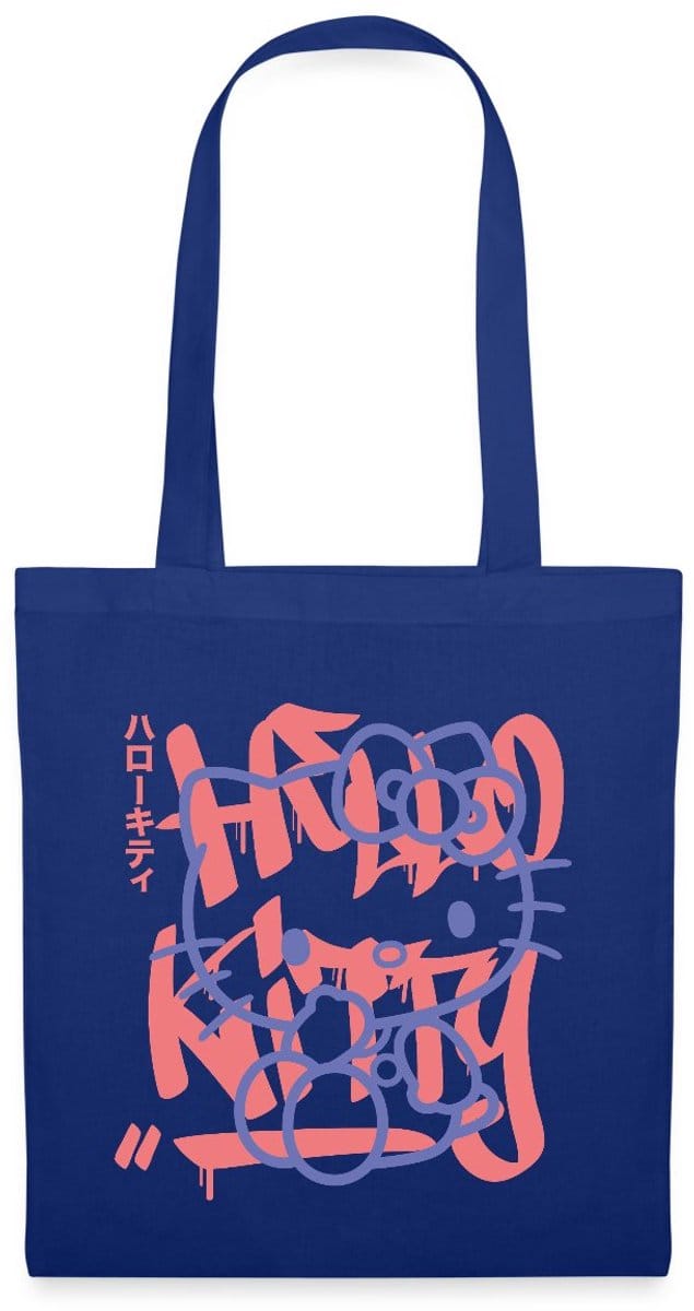 Hello Kitty Met Graffiti-Stijl Lettertype Tas Van Stof Schoudertas