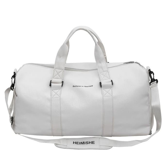 Tendance Mode Sac de Voyage Simple à Main avec Compartiment à Chaussures et Sac de Fitness Style Silo blanc