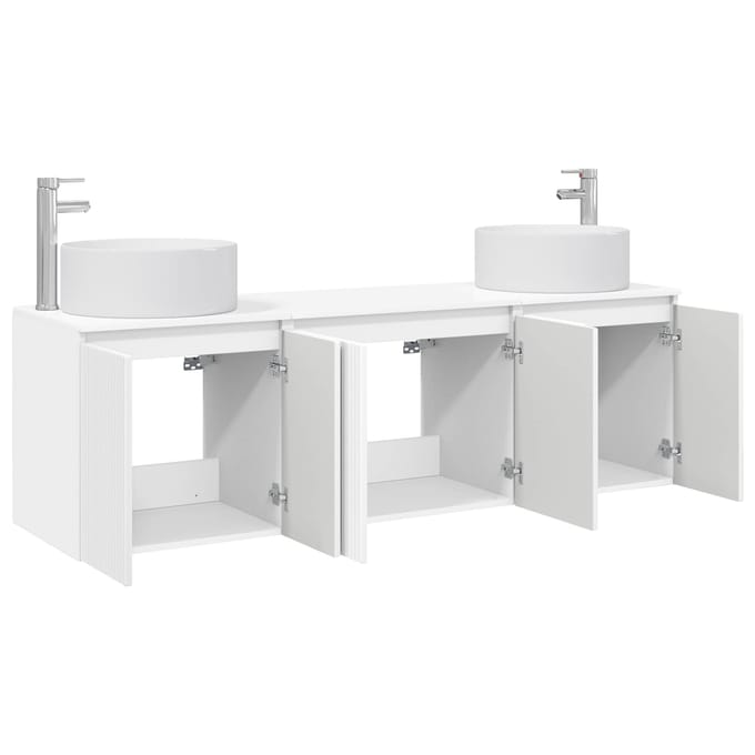 vidaXL - Badkamerkast - set - 3 - st - Hoogglans - Wit - 161,5 - x - 44,5 - x - 80 - cm