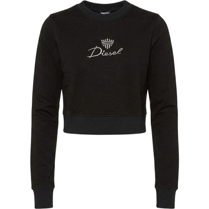 Diesel Dames Geborduurd Logo Slim Crop Sweatshirt (Zwart)