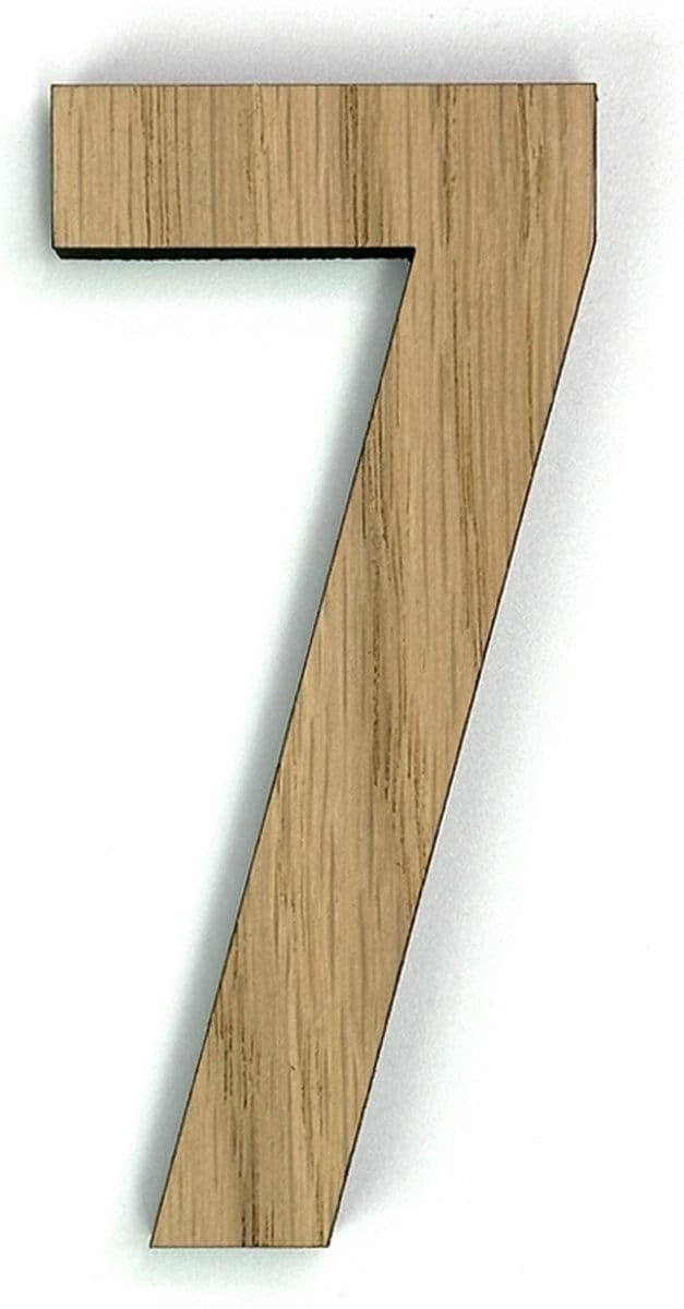 Houten cijfer 7 - 10 cm hoog