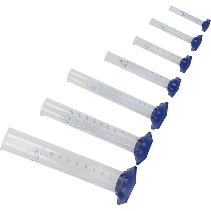 7PCS Cylindre de Mesure d'Expérience Verre Borosilicaté Cylindre Gradué Ustensiles de Laboratoire white