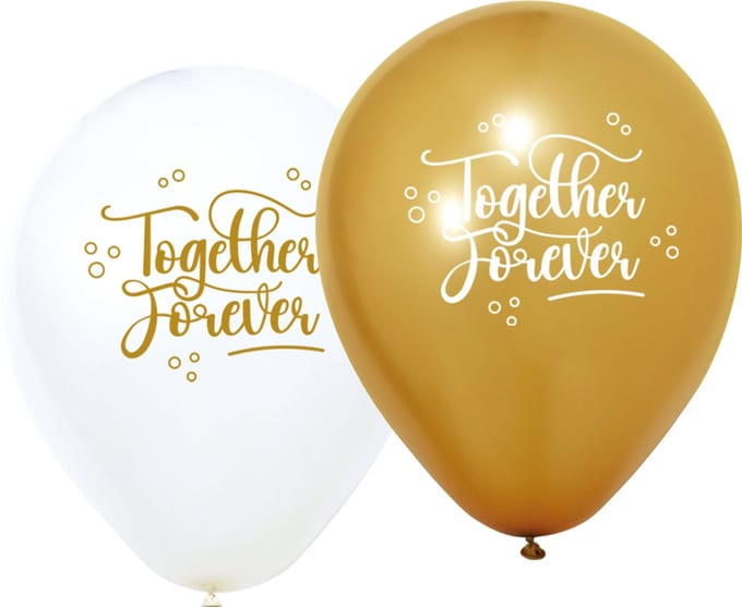 Huwelijk Ballonnen - Together Forever - Goud-Wit - 8 stuks