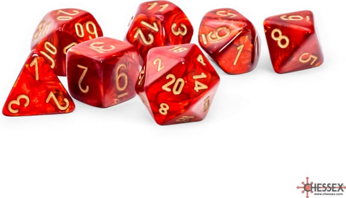 Chessex 7-Die Mega Set Scarab - Scarlet/Gold