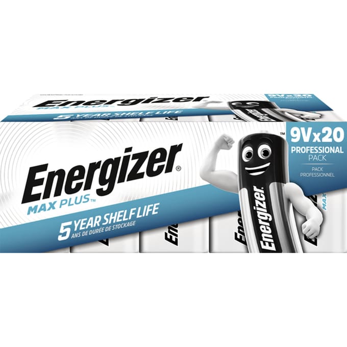 Energizer Max Plus Industrial - 9V alkaline batterij (blok) - 20 stuks