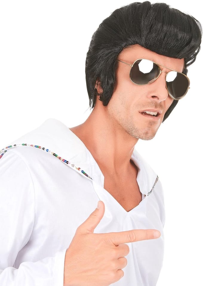 Vegaoo - Rockstar pruik voor mannen - Zwart - One Size