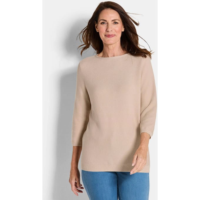 Tricot pullover van puur katoen - beige - Gr. 24 van Goldner Fashion