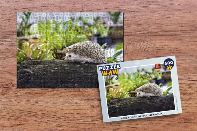 Puzzel Egel loopt op boomstronk - Legpuzzel - Puzzel 500 stukjes