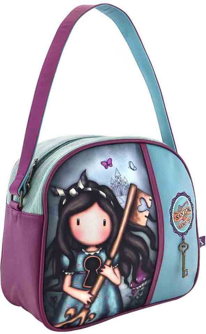 Handtas Gorjuss Curiosity Paars Grijs Groen (30 x 28,5 x 11,5 cm)