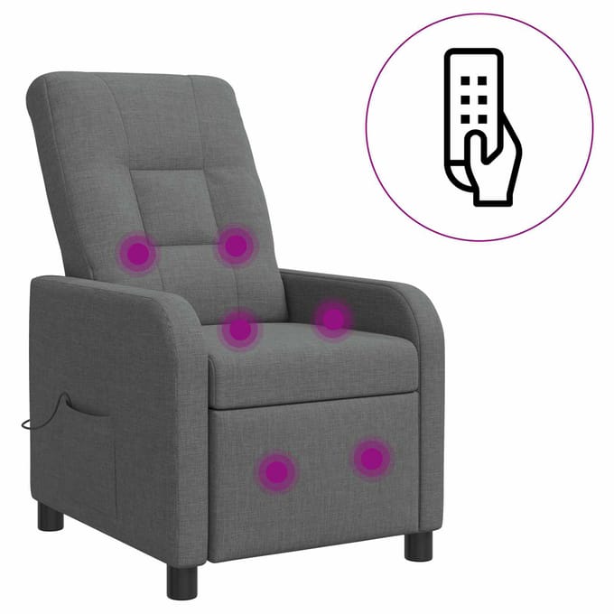 vidaXL - Massage - Relaxstoel - Donkergrijs - Stof