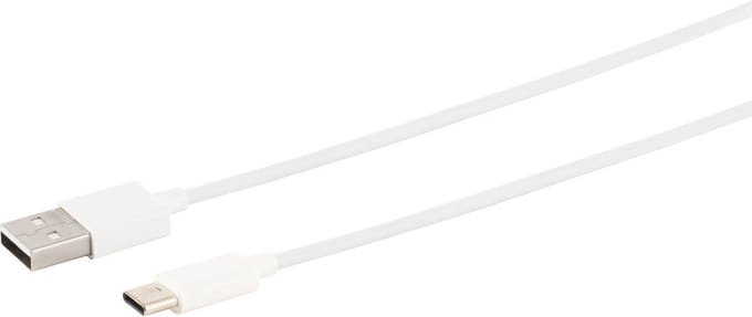 USB Lade-Sync Kabel, USB A Stecker auf USB-C Stecker, 2.0, ABS, weiß, 1,0m