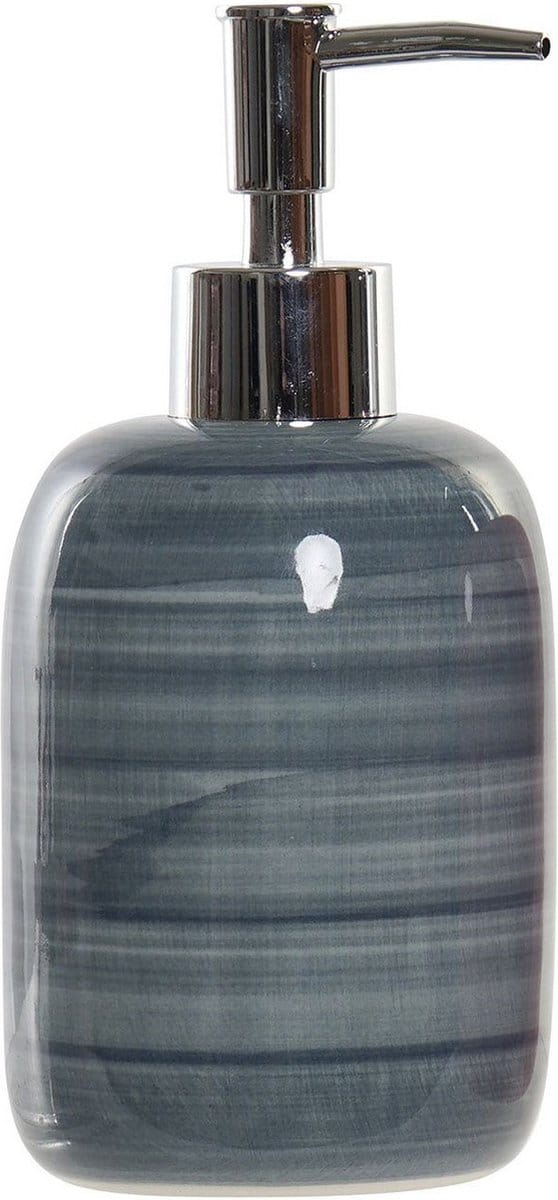Items Zeeppompje/zeepdispenser - blauw - polystone - 16 cm - 300 ml - navulbaar - badkamer/keuken