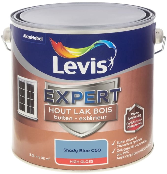 Levis - Expert Hout Lak Buiten High Gloss Mix - Shady Blue C50 - Mengverf - 2,5 L