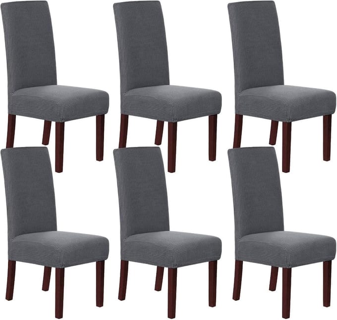 Stoelhoezen Set van 6 voor Eetkamer - Universele Afneembare en Wasbare Stretch Jacquard Covers