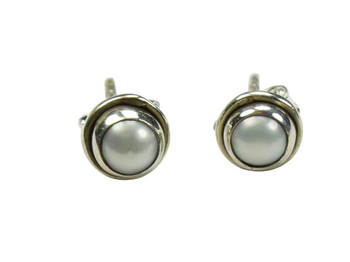Zilveren knop oorbellen Parel 925 zilver