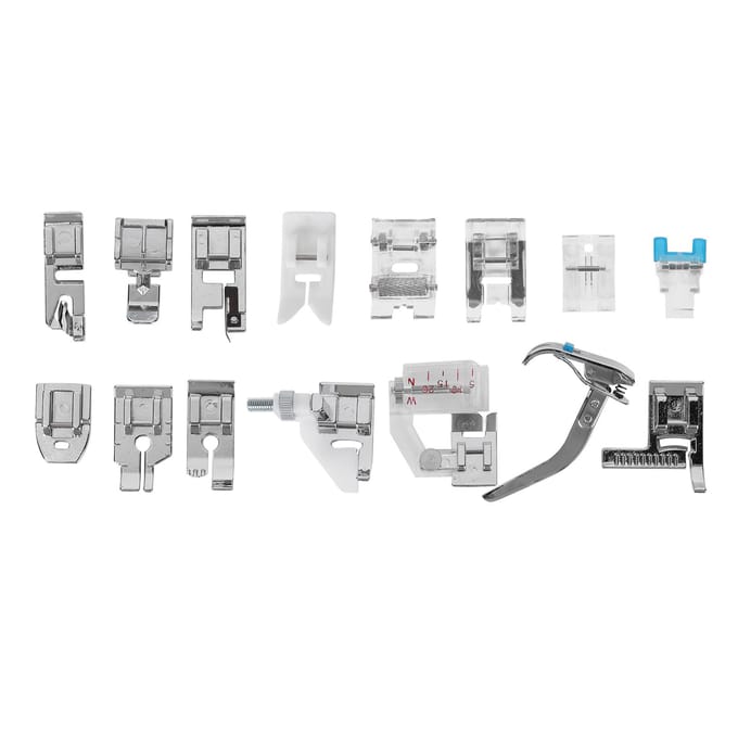 15 Pièces Pied Presseur Multifonctionnel Ménager Machine à Coudre Kit d'Outils Accessoire Fournitures white