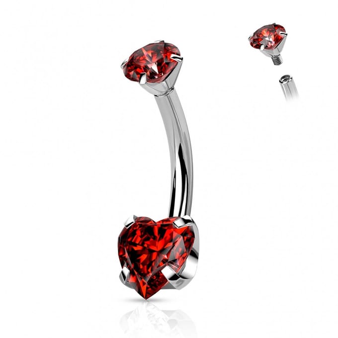 Piercing titanium hartje sierlijk - zilver rood - LMPiercings
