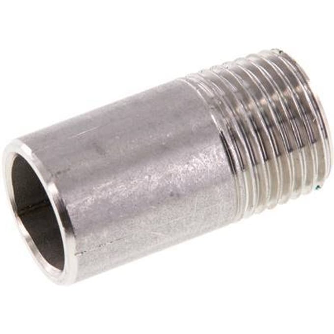 R 1/2'' Buitendraad x 21.3mm RVS Pijpnippel met Las uiteinde 20 Bar DIN 2982 - 40mm