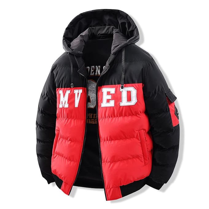 Verdikte Contrasterende Kleur Losse Afneembare Muts Dubbelzijdige Jas met Capuchon 4XL red