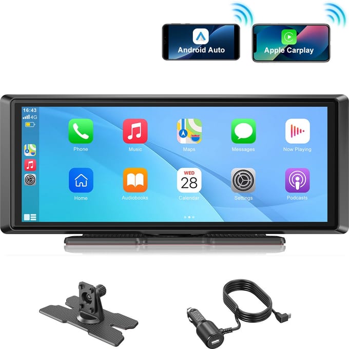 ESSGOO CarPlay Scherm 8 Inch - Apple CarPlay Android Auto - Draadloos - Mirror Link - Touchscreen - Plug and play