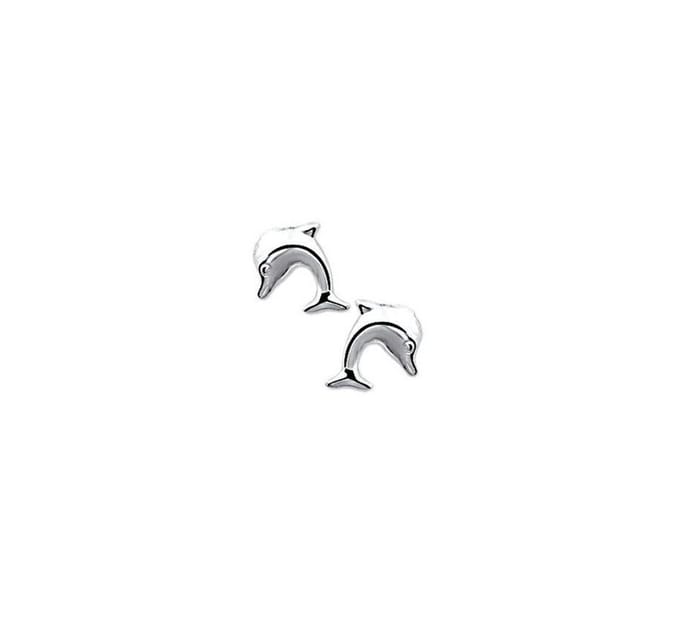 Oorknoppen Dolfijn Zilver Gerhodineerd Glanzend 9 mm x 8 mm
