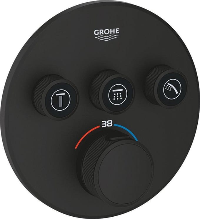 Grohe Grohtherm smartcontrol afdekset thermostatisch rond phantom black