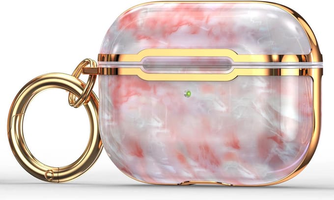 Case cover - Apple Airpods 3 - roze goud - siliconen marmer patroon