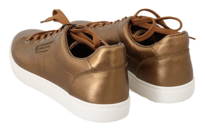 Dolce & Gabbana Gouden Leren Heren Casual Sneakers