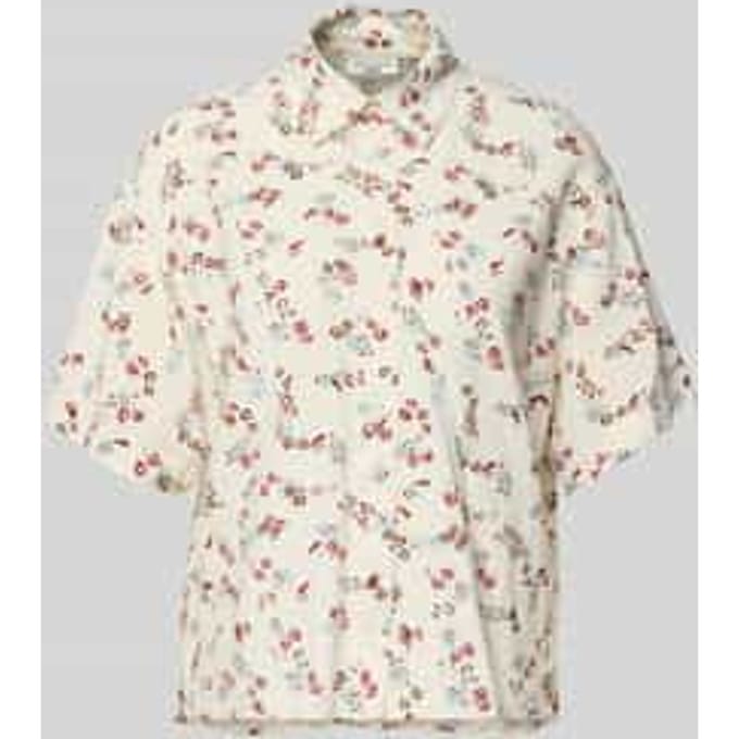 regular fit blouse met korte mouwen van viscosemix