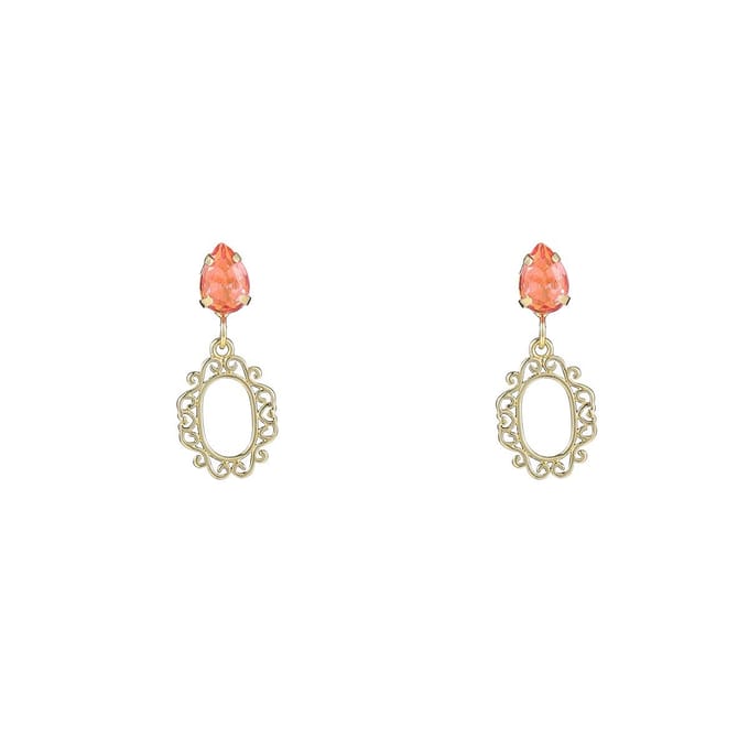 Go Dutch Label Oorknoppen small stone dangle Coral