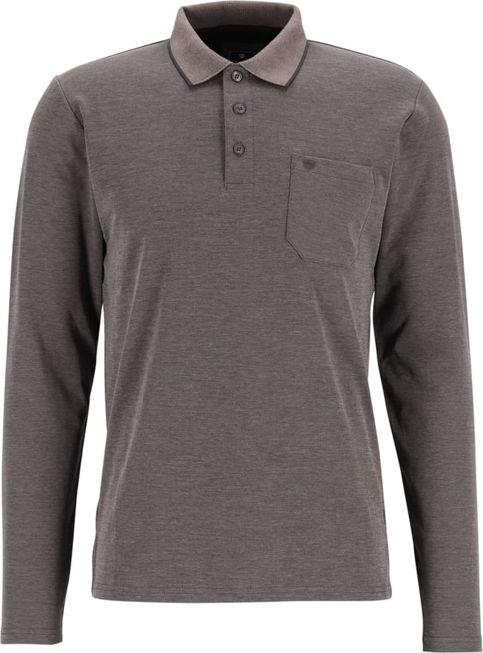 Redmond regular fit polo lange mouw - antraciet melange
