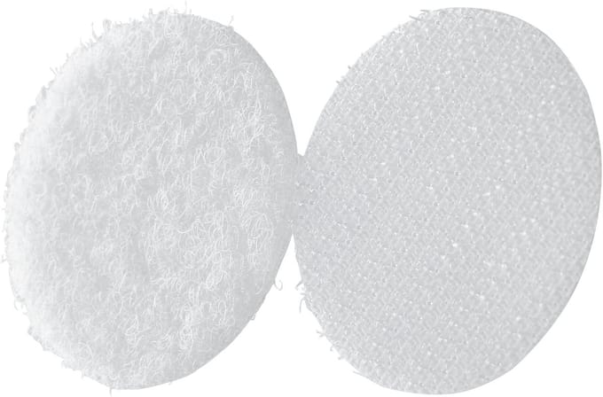 Vel met 24 sets - 33mm - Witte Zelfklevende Klittenband Stippen - type K-33W