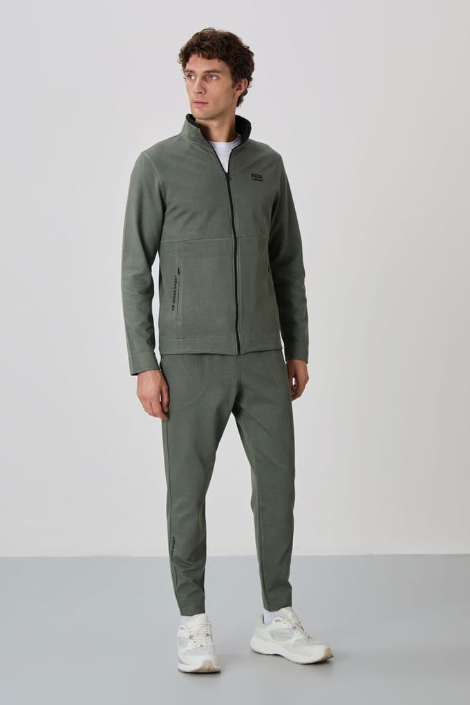 Heren Sweatshirt en Broek Set met Ritskraag