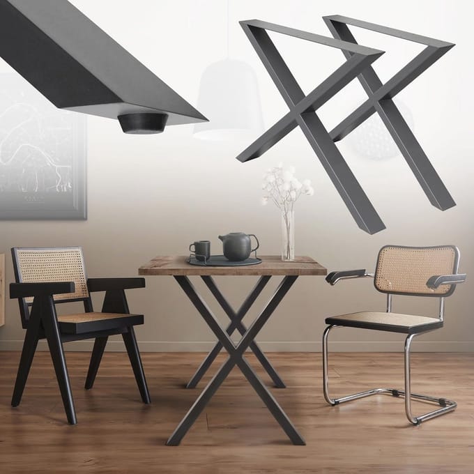 Tafelpoten X-Design - Antraciet Gepoefercoat Staal 60 x 72 cm