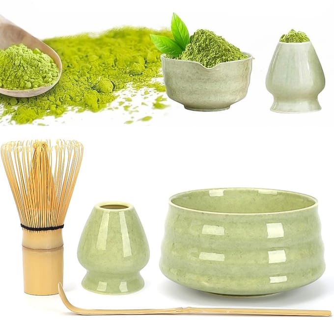 Matchatset - Matcha klopper - Matcha kom - Matcha Wisk - Matcha Starterkit - Cadeauset Matcha - 4-Delig