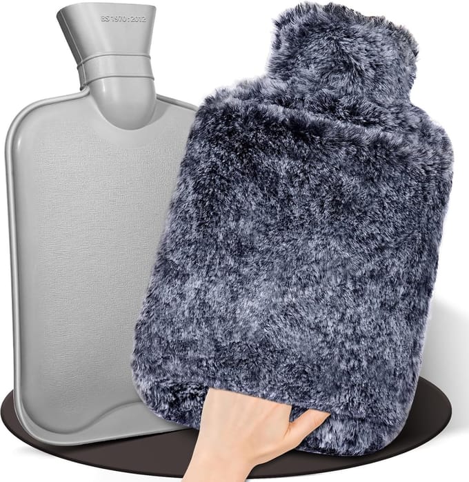 Warme Kruik - Bedfles - Warmte Geven - Met Kangoeroezak - 2 Liter - Donkergrijs
