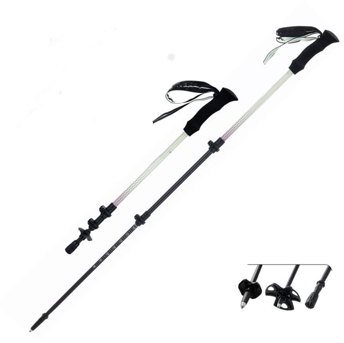 Trekking pole - Trekking pole - Elderly walking stick - 3 adjustable sections - Carbon fiber - Foldable design - Lightweight aluminum adjustable - With wrist strap for shock absorption - Suitable for hiking and daily use