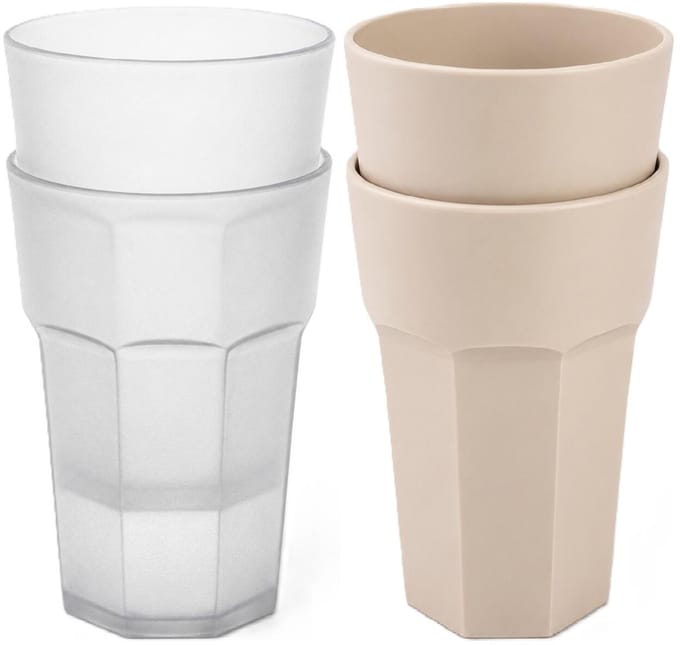 Plasticforte onbreekbare drinkglazen - 8x stuks - kunststof/plastic - mix van twee kleuren - 520 ml - 13 cm