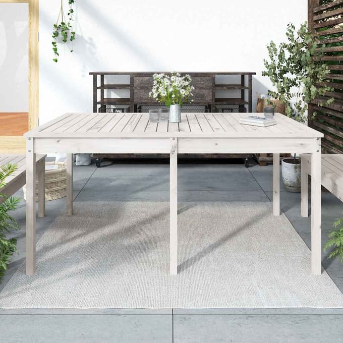 vidaXL - Tuintafel - 159,5x82,5x76 - cm - massief - grenenhout - wit
