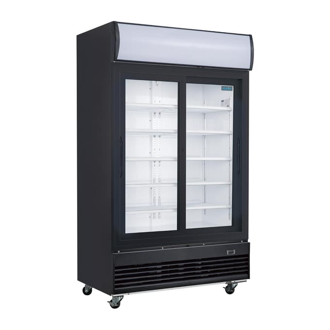 Polar G-Series verticale schuifdeur display koeling met lichtbak 950L zwart