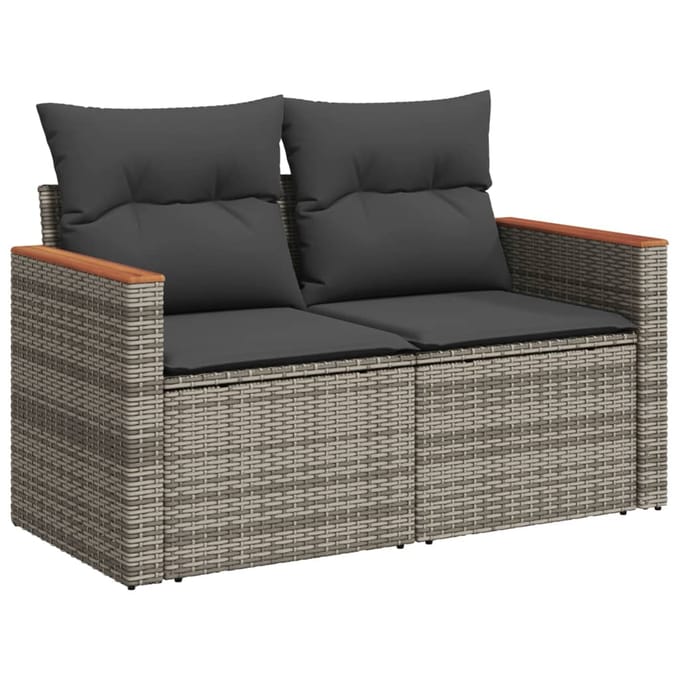 vidaXL - 10-delige - Loungeset - met - kussens - poly - rattan - grijs