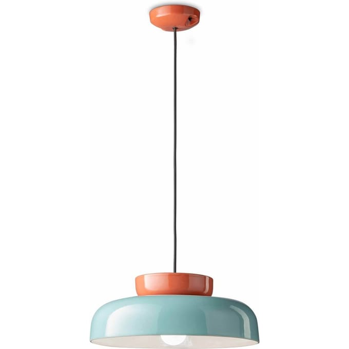Ferroluce Maracanà hanglamp, oranje/lichtblauw