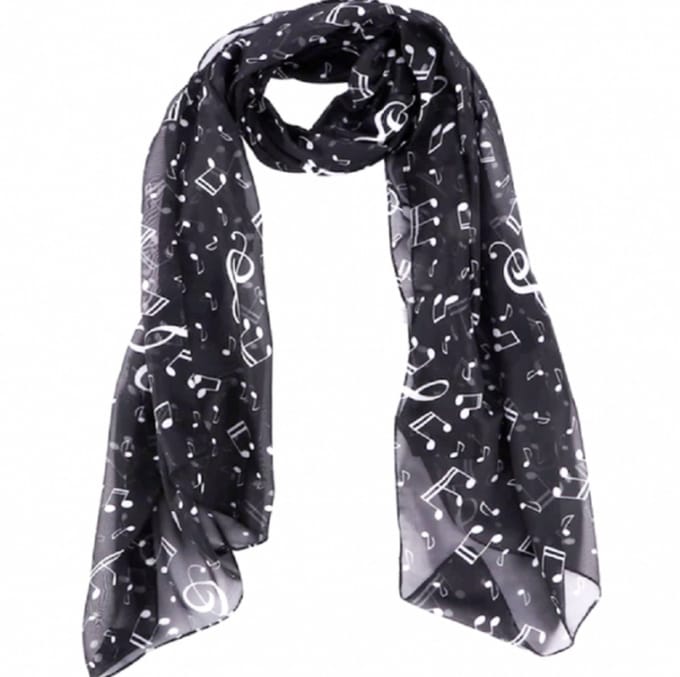 Shawl- Muzieknoten- Zwart- Polyester - Charme Bijoux