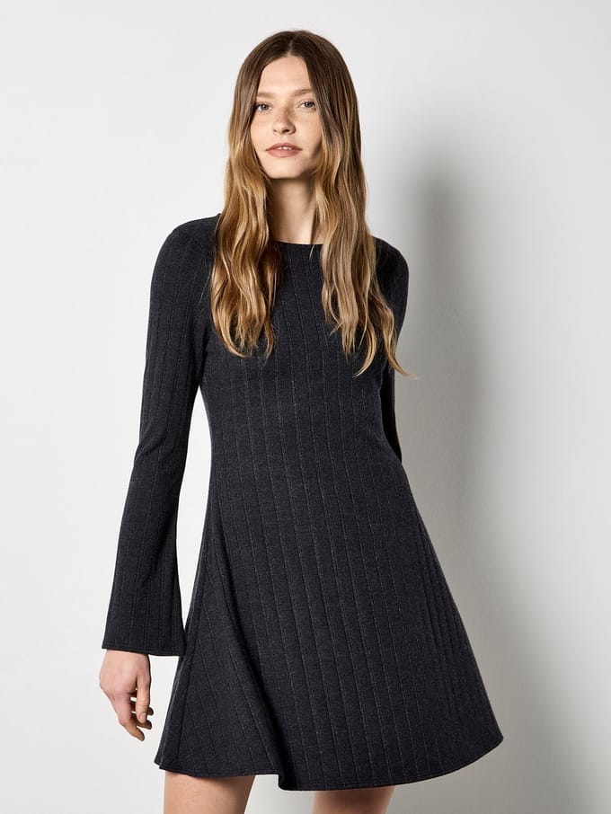 Mini-jurk van jersey met pointelle-patroon
