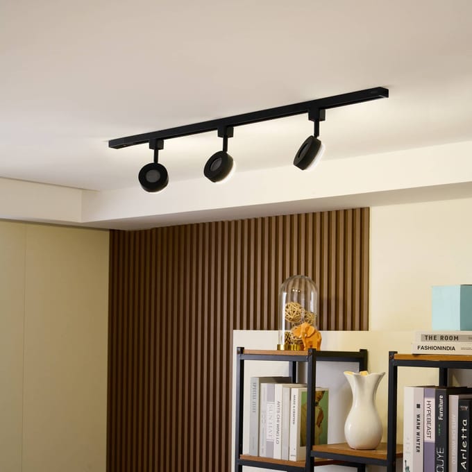 PRIOS - Railsystemen - 3lichts - Aluminium - H: 17 cm - GX53 - zwart