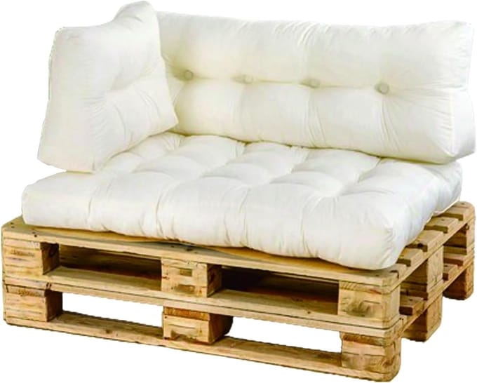 Palletkussen Buiten - Terraskussen Bank - Buiten Ontspannen - Robuuste Vulling - 120 X 80 cm - Wit