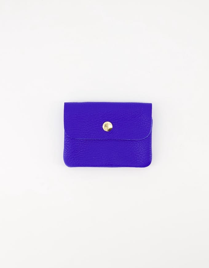 portemonneetje-leer- konings blauw -klein -met ritsje -voor pasjes